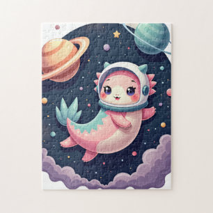 Galactische Axolotl Sticker Schattige Ruimtekat Ka Legpuzzel