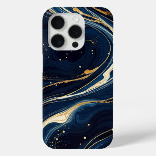 Galactische blauwe en gouden kosmische beweging, d iPhone 15 pro case