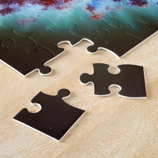 Galactische blauwe en paarse kosmische ontploffing legpuzzel (Zijkant)