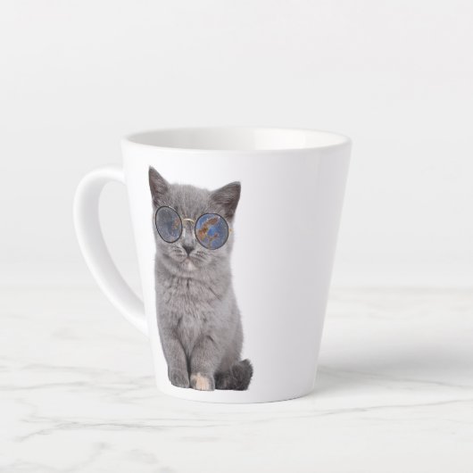 Galactische blik Het Stellar Kat in Zonnebril Latte Mok (Linkerhoek)