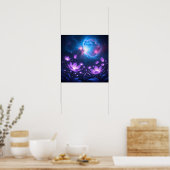 Galactische Bloementuin onder het Kosmische Licht Poster (Keuken)