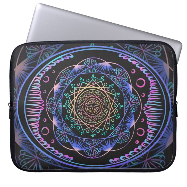 Galactische Bloom Mandala Laptop Sleeve (Voorkant)