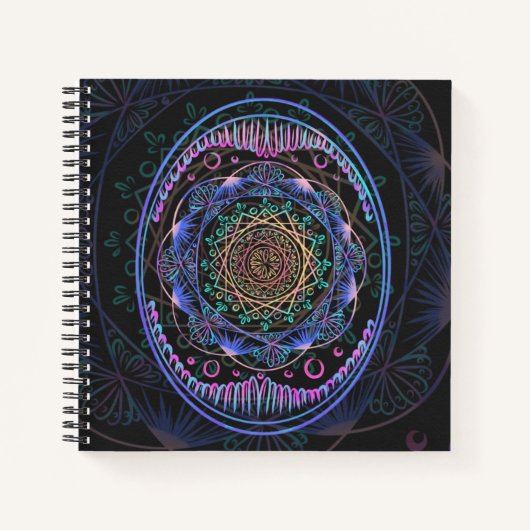Galactische Bloom Mandala Notitieboek (Voorkant)