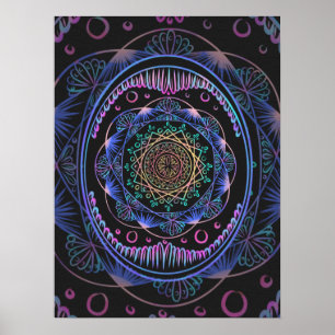 Galactische Bloom Mandala Poster