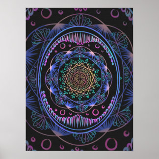 Galactische Bloom Mandala Poster