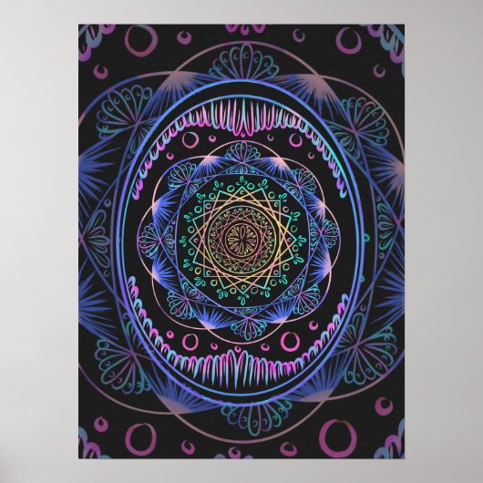 Galactische Bloom Mandala Poster (Voorkant)