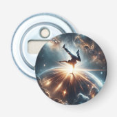 Galactische breakdance explosie in de ruimte button flesopener (Voorkant)