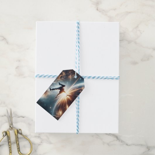 Galactische breakdance explosie in de ruimte cadeaulabel (Met Touw)