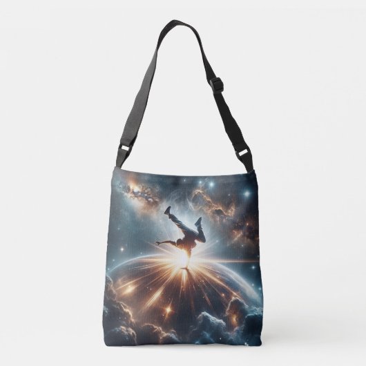 Galactische breakdance explosie in de ruimte crossbody tas (Achterkant)