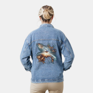 Galactische breakdance explosie in de ruimte denim jacket