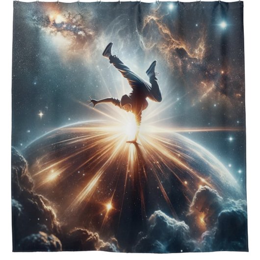 Galactische breakdance explosie in de ruimte douchegordijn (Voorkant)