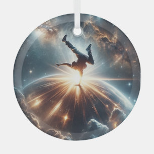 Galactische breakdance explosie in de ruimte glas ornament