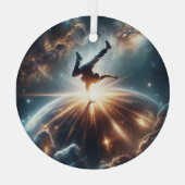 Galactische breakdance explosie in de ruimte glas ornament (Achterkant)