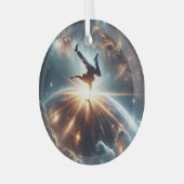 Galactische breakdance explosie in de ruimte glas ornament (Voorkant links)