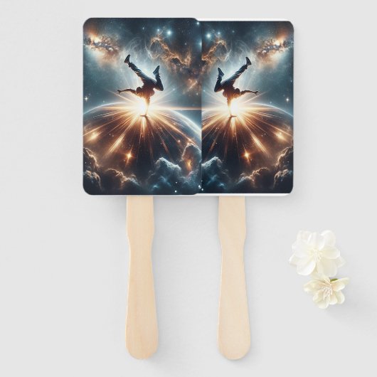 Galactische breakdance explosie in de ruimte handwaaier (Voorkant en achterkant)