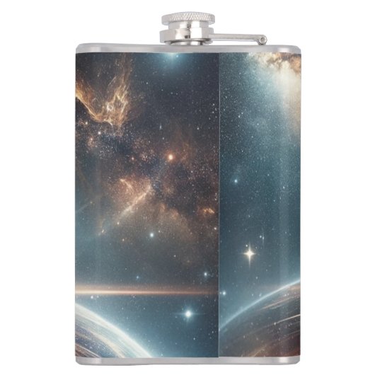 Galactische breakdance explosie in de ruimte heupfles (Achterkant)