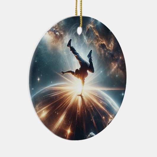 Galactische breakdance explosie in de ruimte keramisch ornament (Rechts)