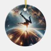 Galactische breakdance explosie in de ruimte keramisch ornament (Voorkant)