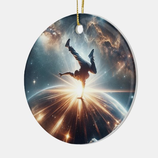 Galactische breakdance explosie in de ruimte keramisch ornament (Links)