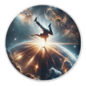 Galactische breakdance explosie in de ruimte keramische knop (Voorkant)