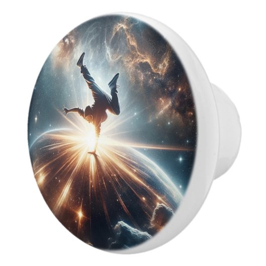 Galactische breakdance explosie in de ruimte keramische knop (Rechts)