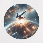 Galactische breakdance explosie in de ruimte labels (Design 2)