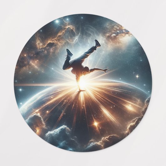 Galactische breakdance explosie in de ruimte labels (Design 2)