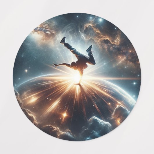 Galactische breakdance explosie in de ruimte labels (Design 1)