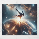 Galactische breakdance explosie in de ruimte likeurfles etiket (Enkel label)