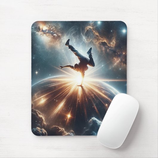 Galactische breakdance explosie in de ruimte muismat (Met muis)