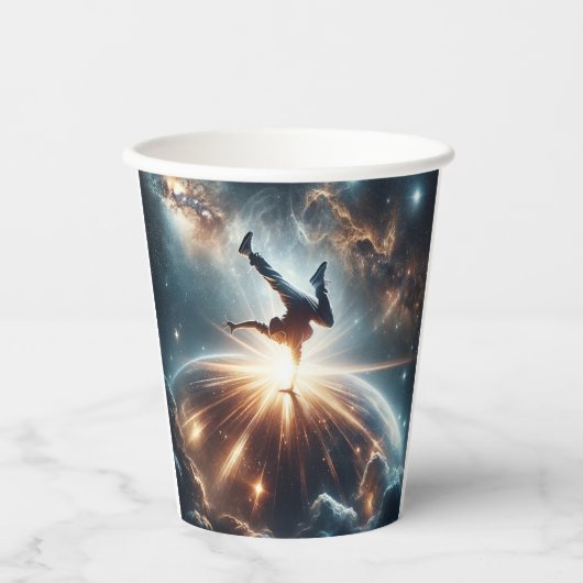 Galactische breakdance explosie in de ruimte papieren bekers (Voorkant)