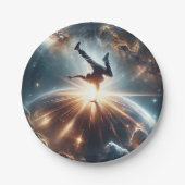 Galactische breakdance explosie in de ruimte papieren bordje (Voorkant)