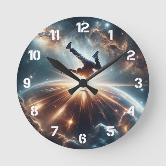 Galactische breakdance explosie in de ruimte ronde klok (Voorkant)