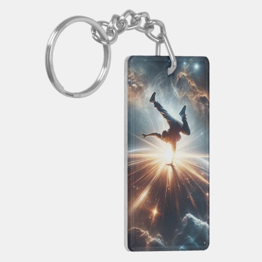 Galactische breakdance explosie in de ruimte sleutelhanger (Voorkant Links)