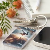 Galactische breakdance explosie in de ruimte sleutelhanger (Voorkant Rechts)