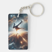 Galactische breakdance explosie in de ruimte sleutelhanger (achterkant)