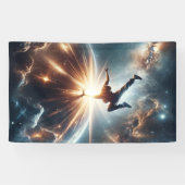 Galactische breakdance explosie in de ruimte spandoek (Horizontaal)