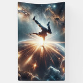 Galactische breakdance explosie in de ruimte spandoek (Verticaal)