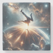 Galactische breakdance explosie in de ruimte stenen onderzetter (Voorkant)