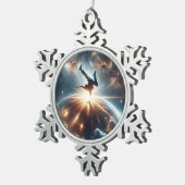 Galactische breakdance explosie in de ruimte tin sneeuwvlok ornament (Rechts)