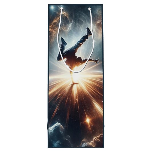 Galactische breakdance explosie in de ruimte wijn cadeautas (Achterkant)