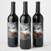 Galactische breakdance explosie in de ruimte wijn etiket (Flessen)