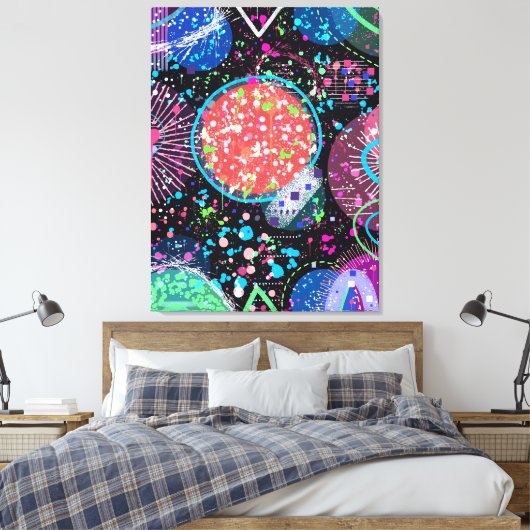 Galactische Buurt: Abstracte Kunst Ansichtkaart Canvas Afdruk (Insitu (Slaapkamer))