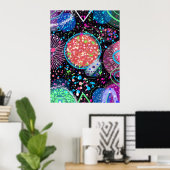 Galactische Buurt: Abstracte Kunst Ansichtkaart Poster (Thuiskantoor)