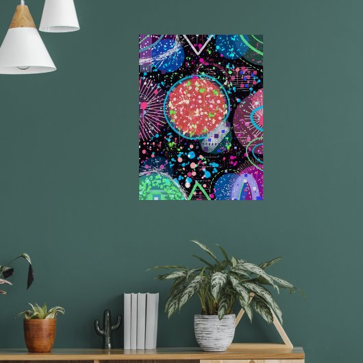 Galactische Buurt: Abstracte Kunst Ansichtkaart Poster (Woonkamer 1)