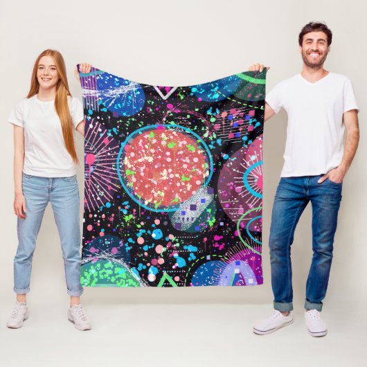 Galactische Buurt: Abstracte Kunst Fleece Deken (In situ)
