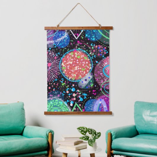 Galactische Buurt: Abstracte Kunst  Hangend Wandkleed (Woonkamer)