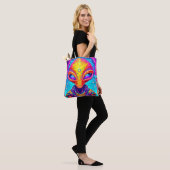 Galactische Cyborg Alien met Neon Gloed Tote Bag (Op model)