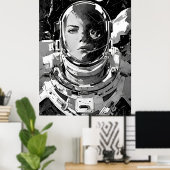 Galactische dromer: astronautenmeisje poster (Thuiskantoor)
