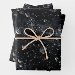 Galactische edelsteendruppels op een kosmisch canv inpakpapier vel